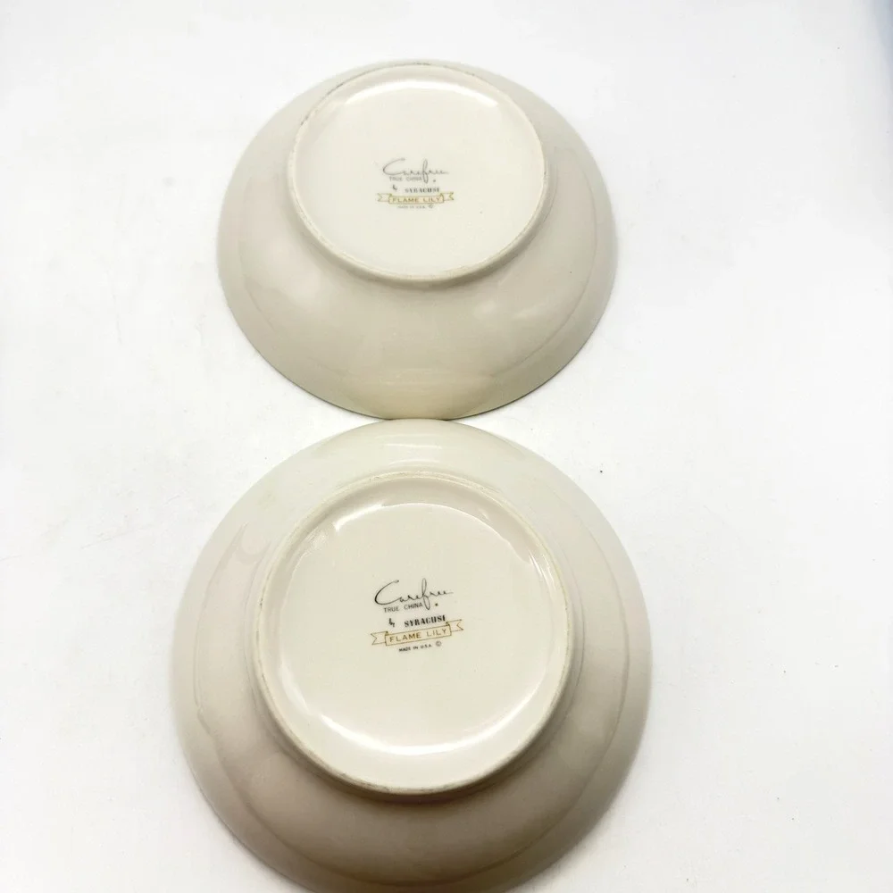 Syracuse China Flame Lily Vintage Cereal Soup Bowls Set of 2 MCM